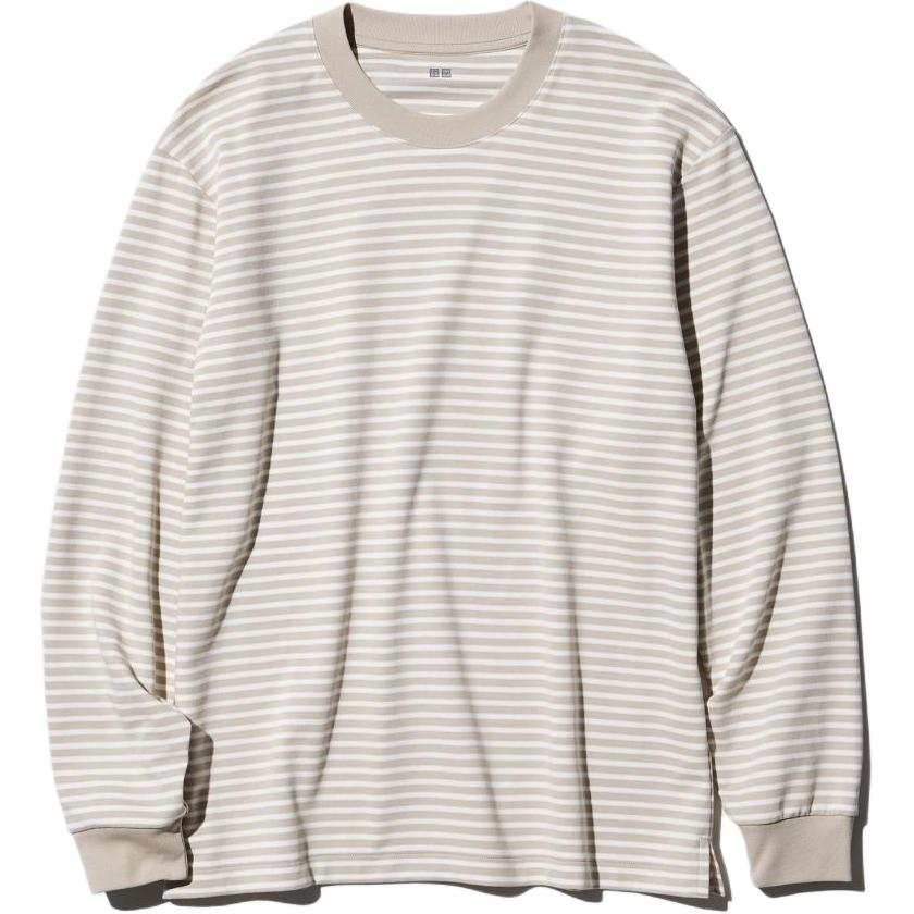UNIQLO T Shirts Unisex Beige Crew Neck Moderate
