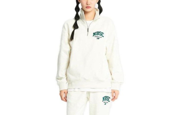 New Balance New Balance Sweatshirts Unisex Ecru Stand Collar Moderate Regular