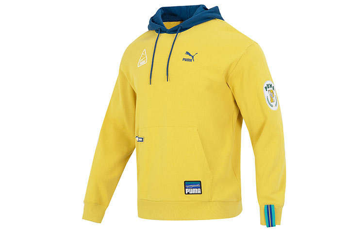 PUMA Sweatshirts Men's Yellow Hooded Moderate Regular