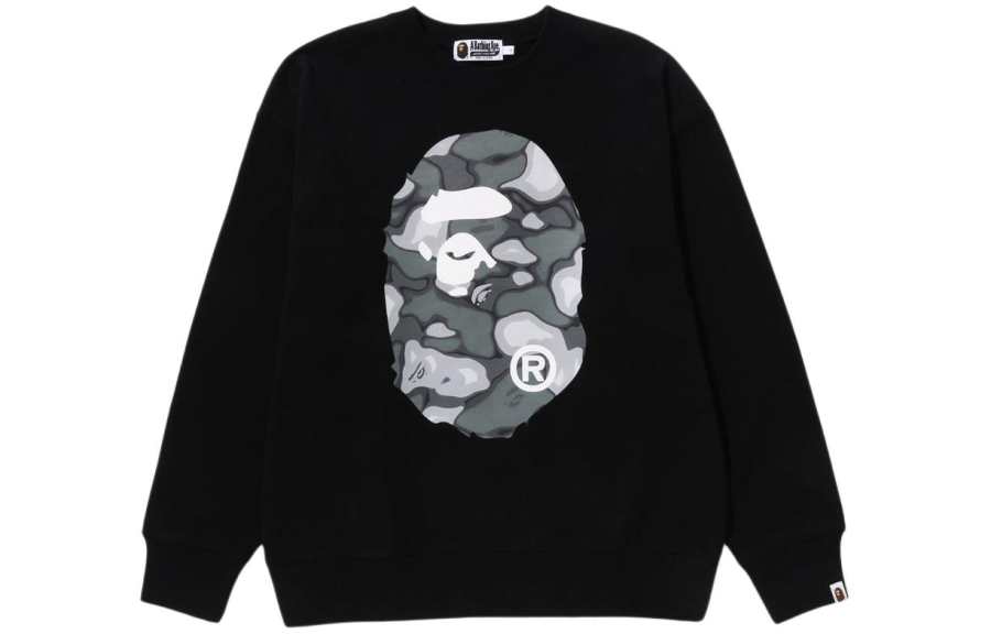 A BATHING APE Bape Liquid Camo Ape Head Relaxed Fit Crewneck