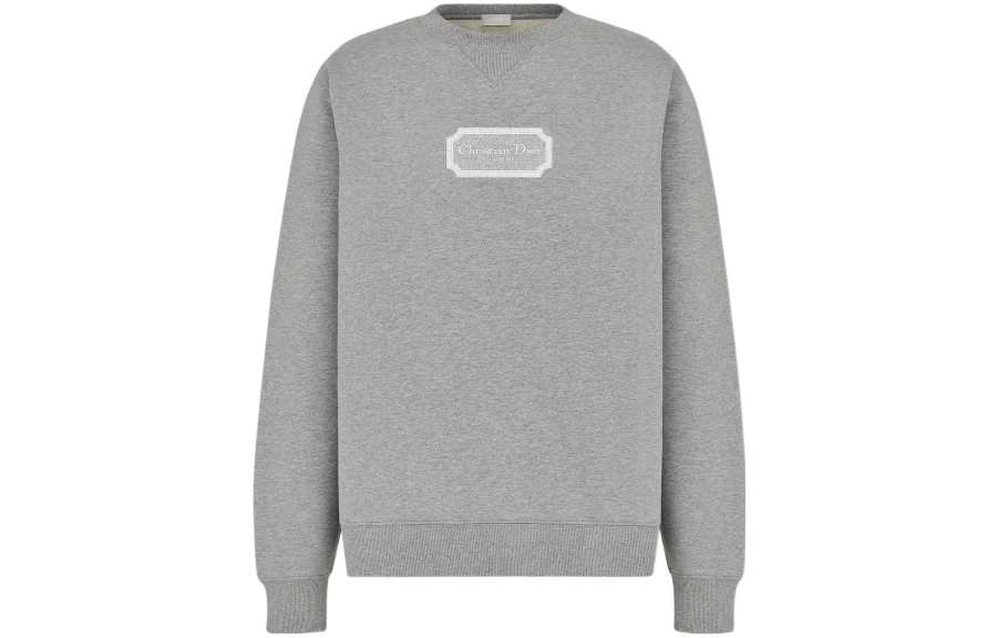 DIOR Sweatshirts Men's Gray Crew Neck Moderate Regular