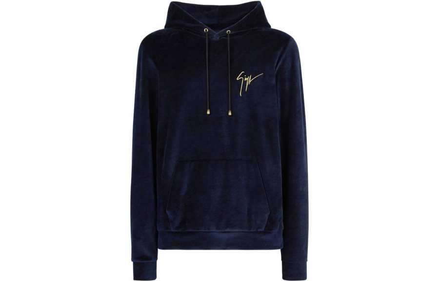 Giuseppe Zanotti 【Best of: PromotionsPrevious Season】logo-embroidered velvet hoodie