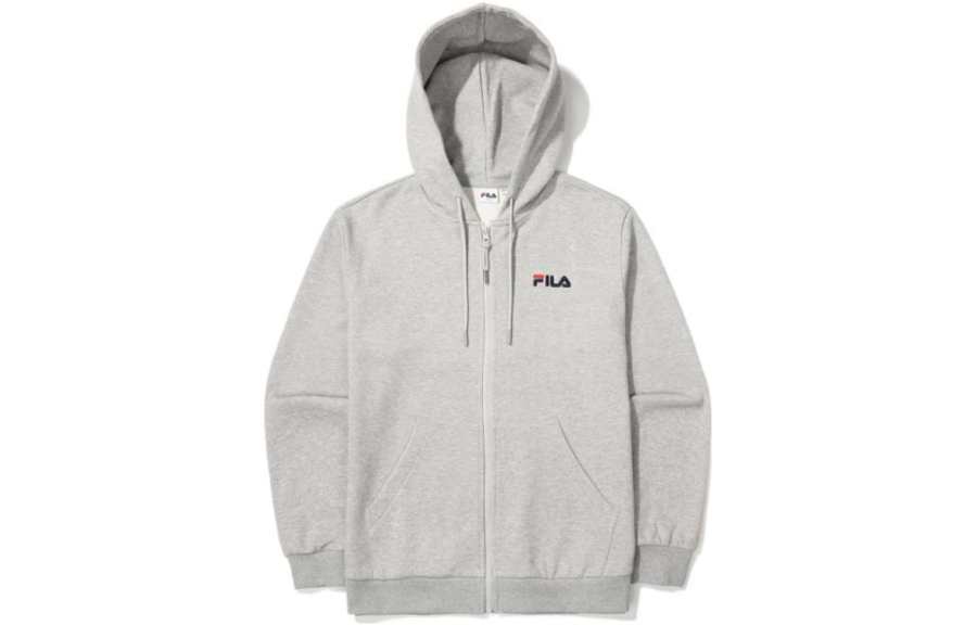 FILA Sweatshirts Unisex Gray Hooded Moderate Cardigan