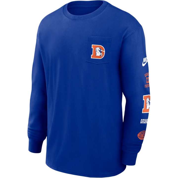 Nike Nike Denver Broncos Rewind Max90 Pocket Men's Nike Nfl Long Sleeve T Shirt