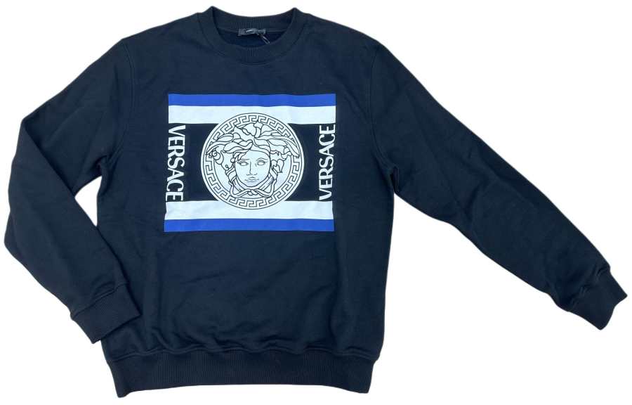 VERSACE VERSACE Sweatshirts Men's Black Crew Neck Moderate Regular