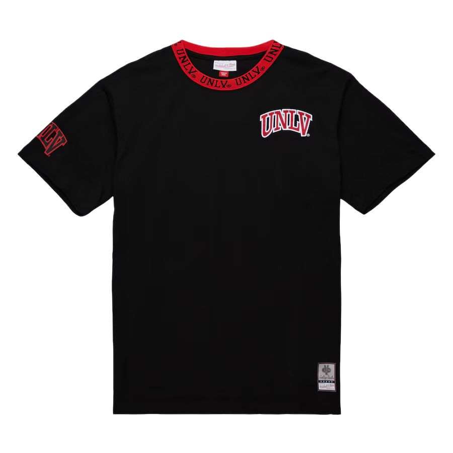 Mitchell Ness x NCAA UNLV Rebels Jacquard Ringer Vintage Logo T Shirt Men's Black