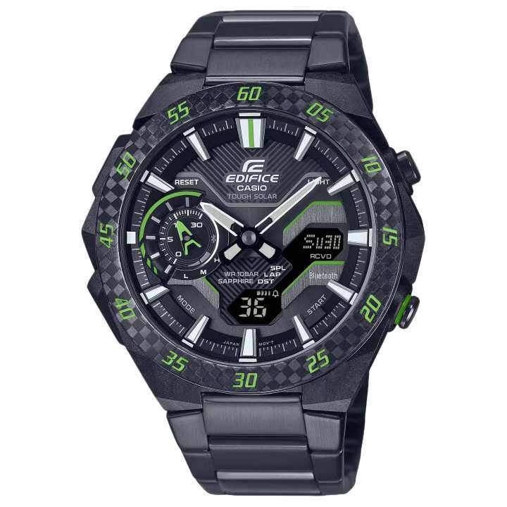 CASIO CASIO EDIFICE Solar Quartz Movement Stainless Steel Strap Watch Unisex Black Dial