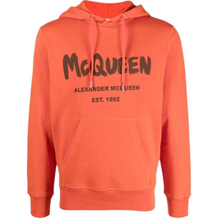 Alexander McQueen Sweatshirts Men's Orange Hooded Moderate Regular