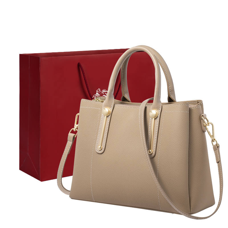LAORENTOU Cow Leather Handbag Women's Trench Gray