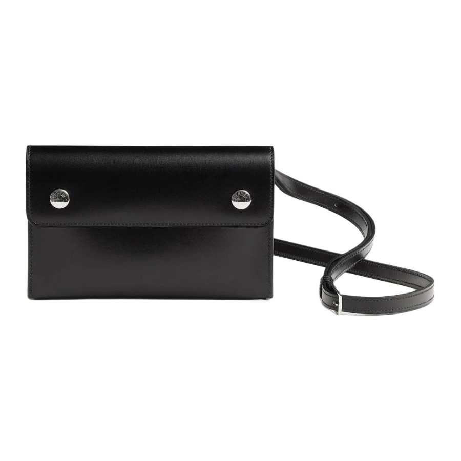 HERMES Hermèsnap Calfskin Wallet, Shoulder Bag Men's 89 Noir Black