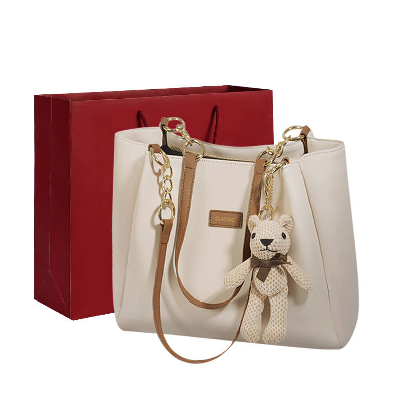 LAORENTOU Cow Split Leather Shoulder Bag Women's Ecru