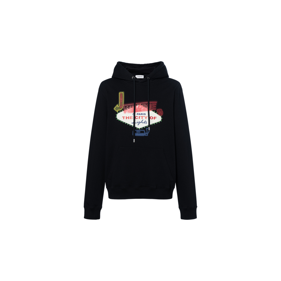 Lanvin Sweatshirts Men's Black Hooded Moderate Heavyweight
