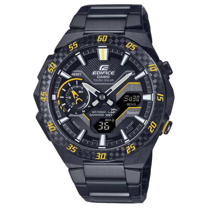CASIO CASIO EDIFICE Solar Quartz Movement Stainless Steel Strap Watch Unisex Black Dial