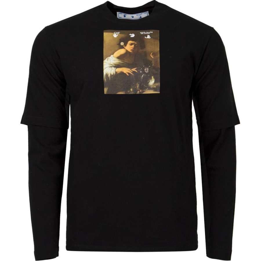 OFF-WHITE OFF WHITE T Shirts Men's Black Crew Neck Moderate