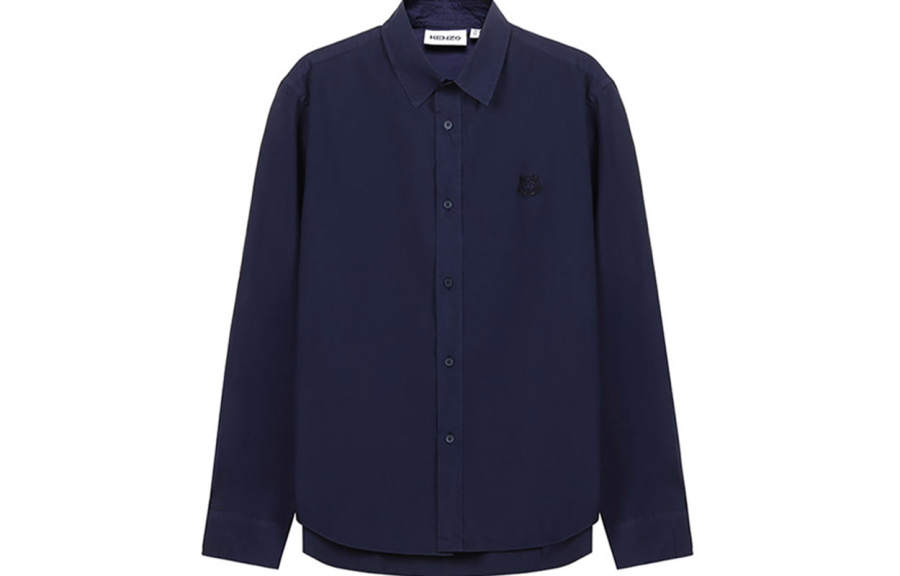 KENZO Classic Tiger Head Shirts Men's Navy Pointed Collar Moderate Other