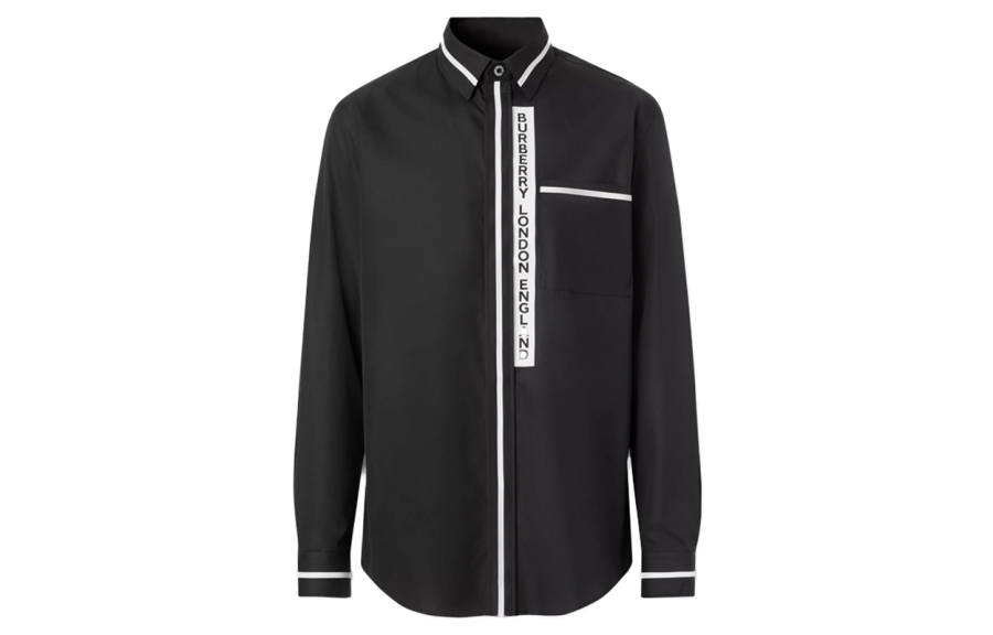 Burberry Shirts Men's Black Lapel Moderate Other