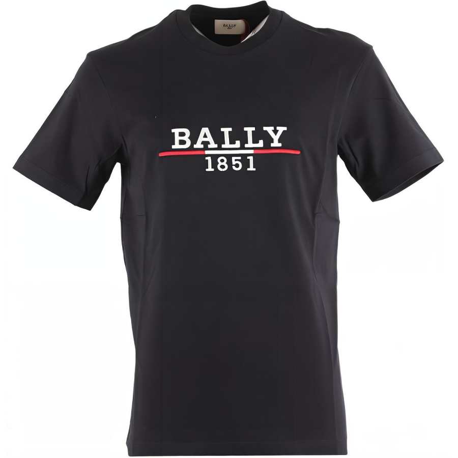 BALLY T Shirts Men's Black Crew Neck Moderate Straight Fit