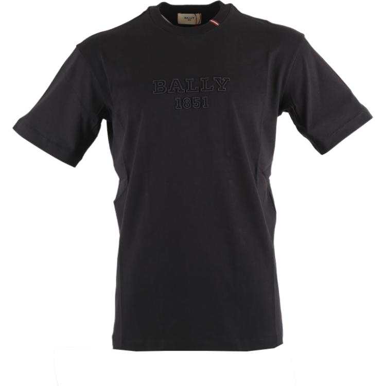 BALLY T Shirts Men's Black Crew Neck Moderate Straight Fit