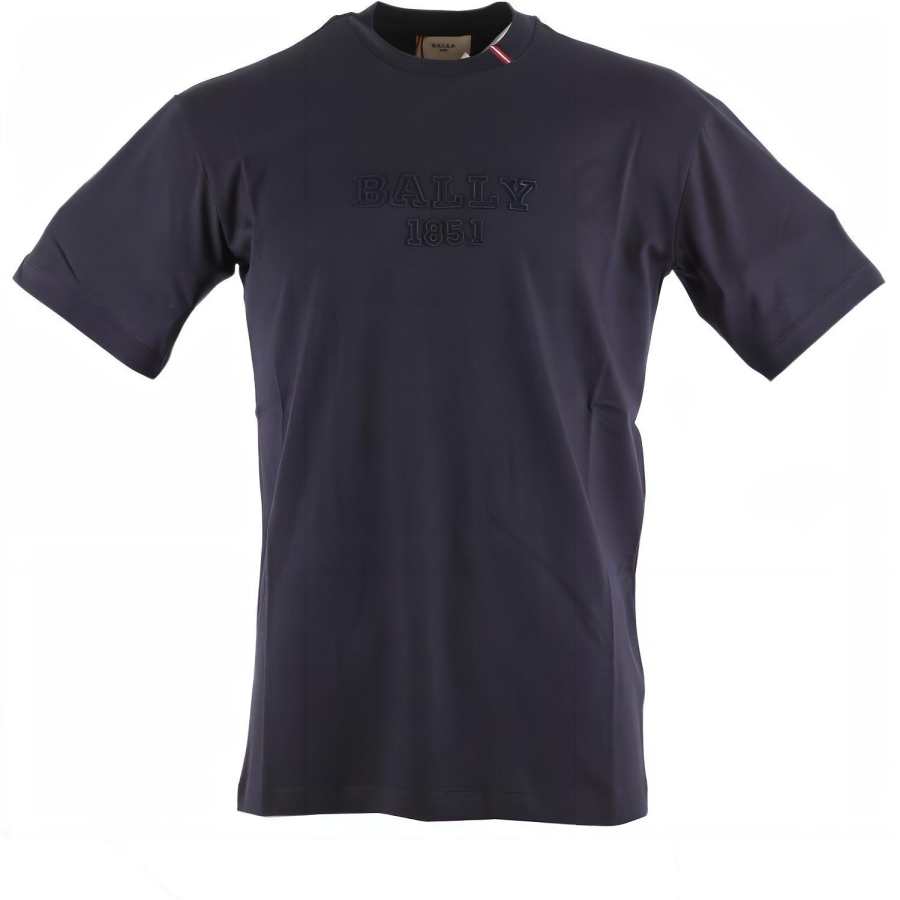 BALLY T Shirts Men's Navy Crew Neck Moderate Straight Fit