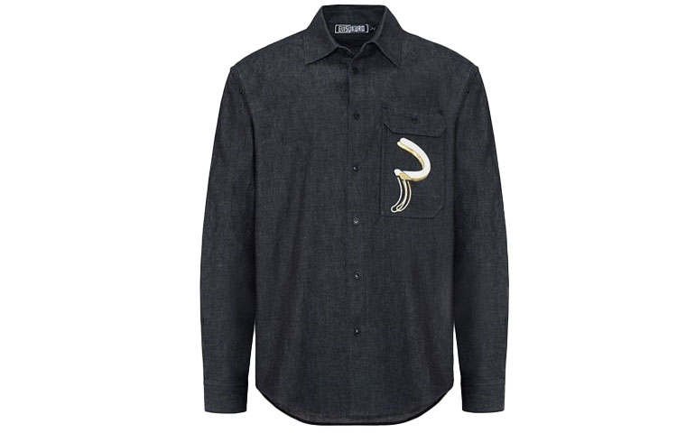 EVISU EVISU Shirts Men's Black Lapel Moderate