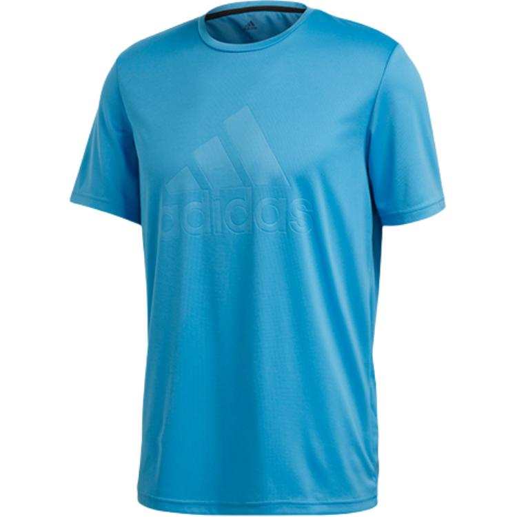 Adidas Adidas T Shirts Men's Sky Blue Crew Neck Moderate Straight Fit