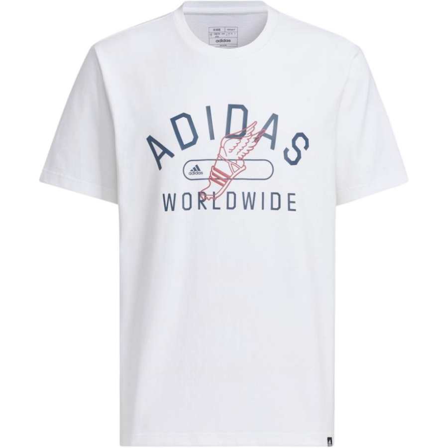 Adidas Adidas T Shirts Men's White Crew Neck Moderate Straight Fit