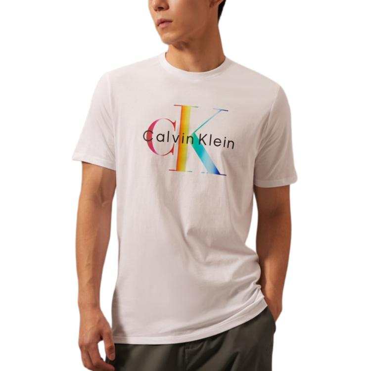 CALVIN KLEIN Rainbow Series T Shirt Men's Moon White