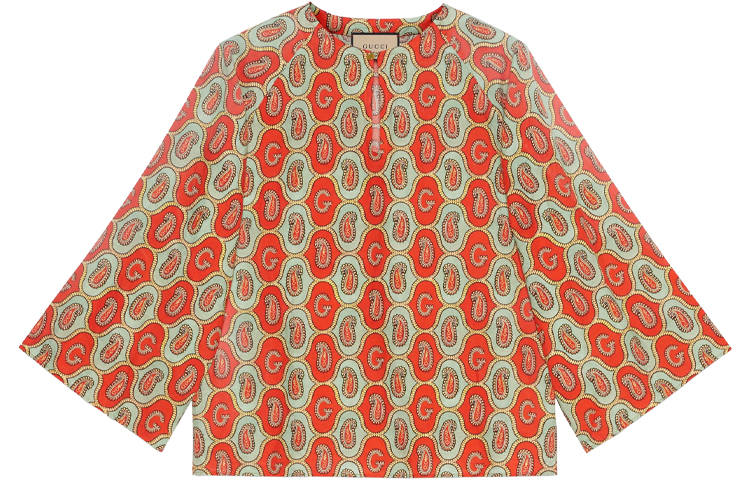 GUCCI Shirts Men's Bright Orange Crew Neck Moderate Other