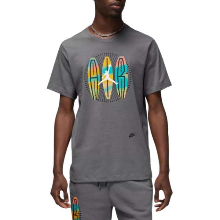 Jordan Jordan T Shirts Men's Gray Crew Neck Moderate Straight Fit
