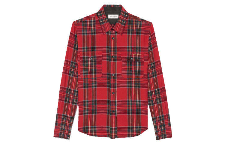 SAINT LAURENT Shirts Men's Red Polo Collar Moderate Other