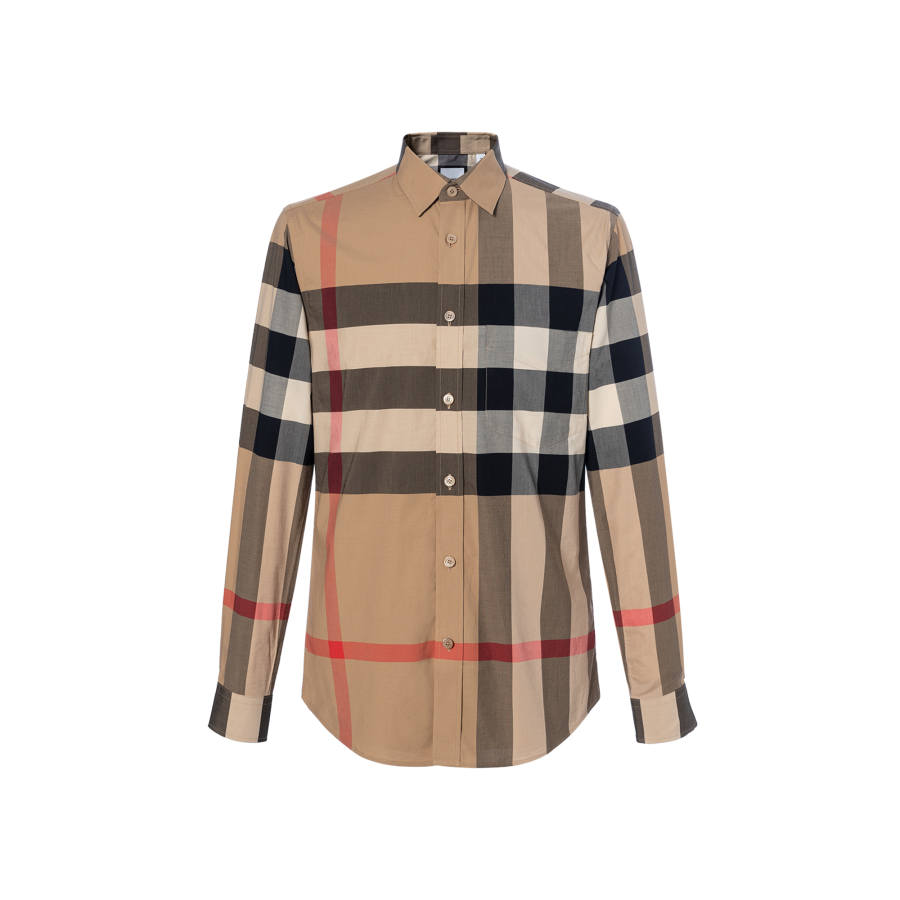 Burberry Check Stretch Cotton Poplin Shirt