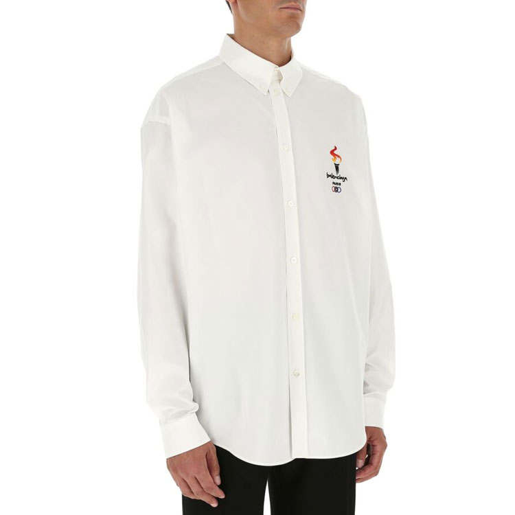 Balenciaga Shirts Men's White Lapel Moderate Shirt