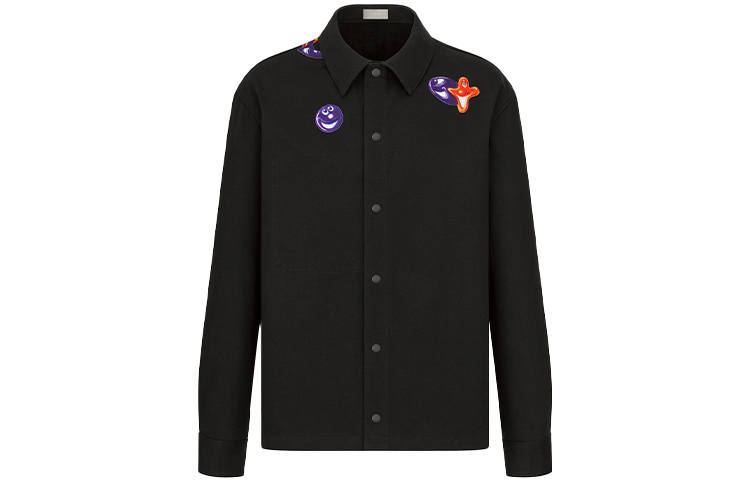 DIOR Quarterly New Products Shirts Men's Black Polo Collar Moderate Shirt