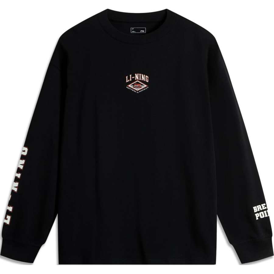Li-Ning Li Ning T Shirts Men's Black Crew Neck Moderate