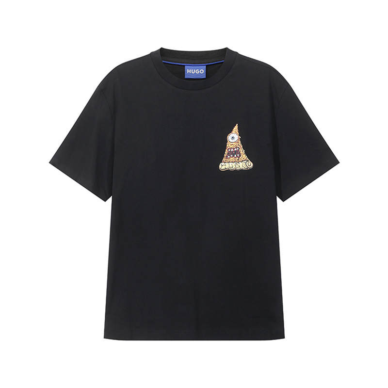 HUGO BOSS T Shirts Men's Black Crew Neck Moderate Straight Fit
