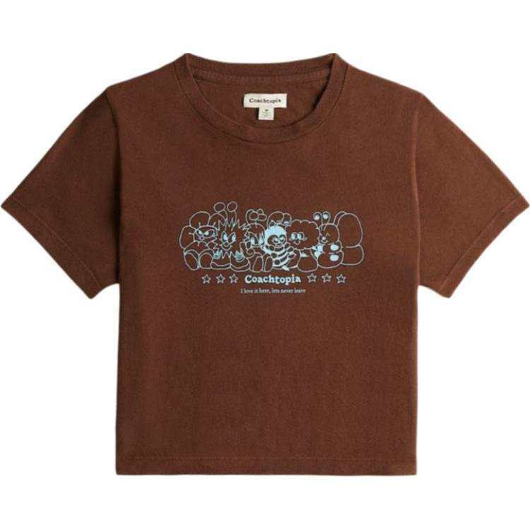 COACH T Shirts Men's Brown Crew Neck Moderate Straight Fit
