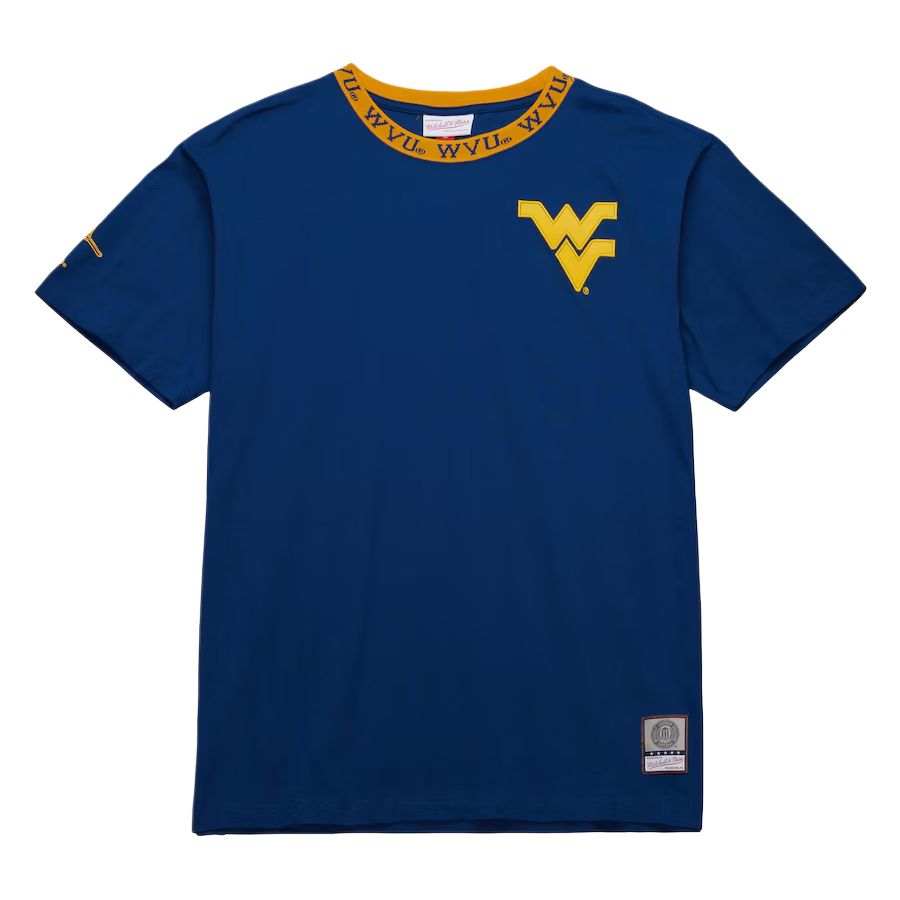 Mitchell Ness x NCAA West Virginia Mountaineers Jacquard Ringer T Shirt Men's Marine Blue