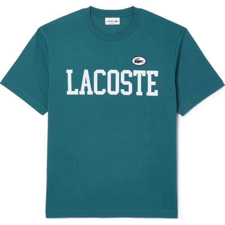 LACOSTE T Shirts Men's Green Crew Neck Moderate Straight Fit