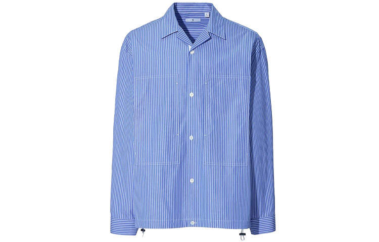 UNIQLO X JIL SANDER Shirts Men's Pink/Blue Lapel Moderate