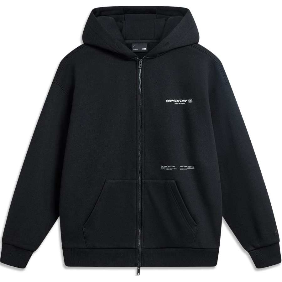 Li-Ning Li Ning Outdoor CF Tracing, Letter Hooded Comfortable And Breathable Fleece Lined Thermal Loose Fit Sweatshirt Unisex