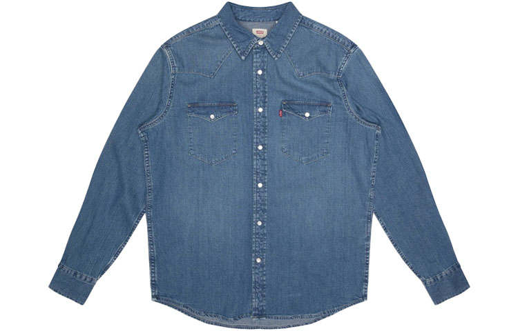 Levis Levis Shirts Men's Blue Lapel Moderate Denim
