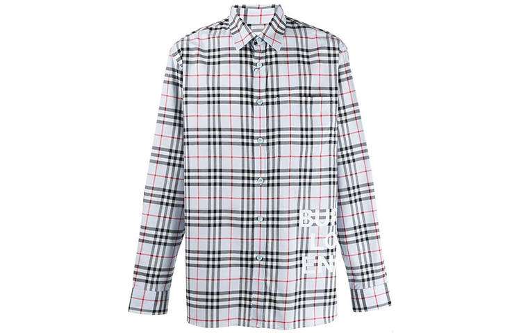 Burberry Shirts Men's Red Black Plaid Pointed Collar Moderate Shirt
