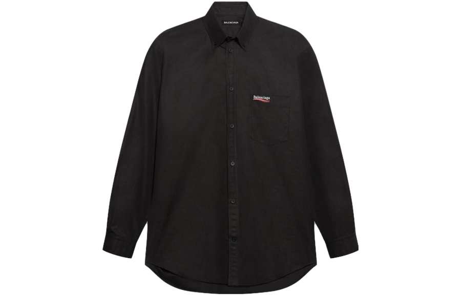 Balenciaga Shirts Men's Black Pointed Collar Moderate Other