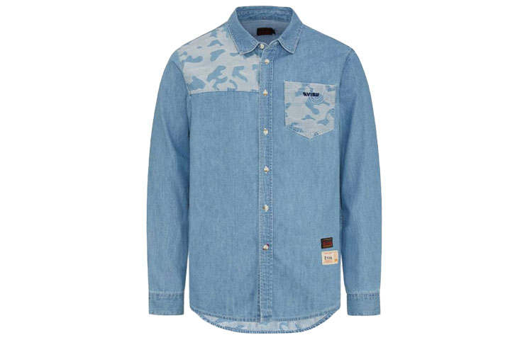EVISU EVISU Shirts Men's Denim Blue Lapel Moderate