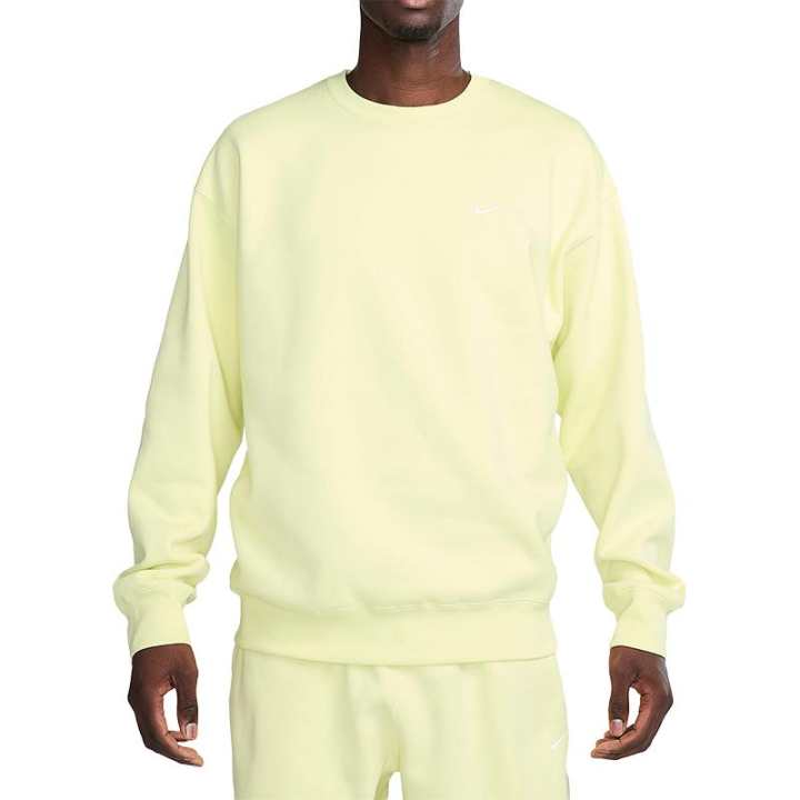 Nike Nike Solid Color Crew Neck Fleece Lined Casual Sports Long Sleeved Sweatshirt Men's Bright Green