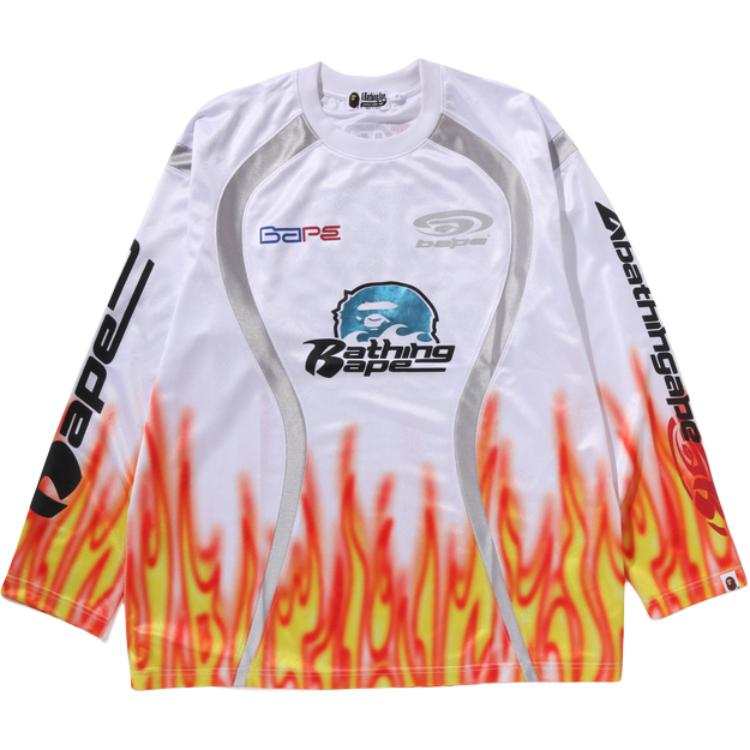 A BATHING APE A Bathing Ape flame-pattern long-sleeve T-shirt