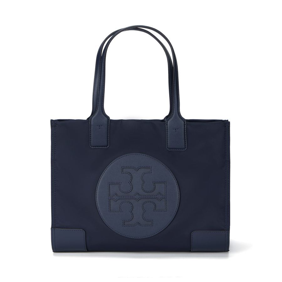 TORY BURCH Ella Recycled Polyester Tote Bag, Shopping Bag, Shoulder Bag, Handbag Mini Women's Dark Marine Blue