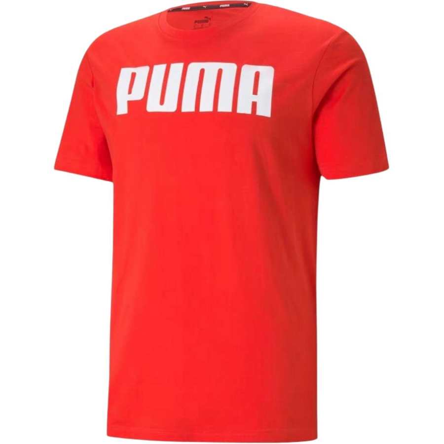 PUMA PUMA Basic T Shirts Men's Red Crew Neck Moderate Straight Fit
