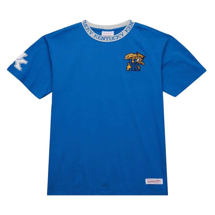 Mitchell Ness x NCAA Kentucky Wildcats Jacquard Ringer T Shirt Men's Royal Blue