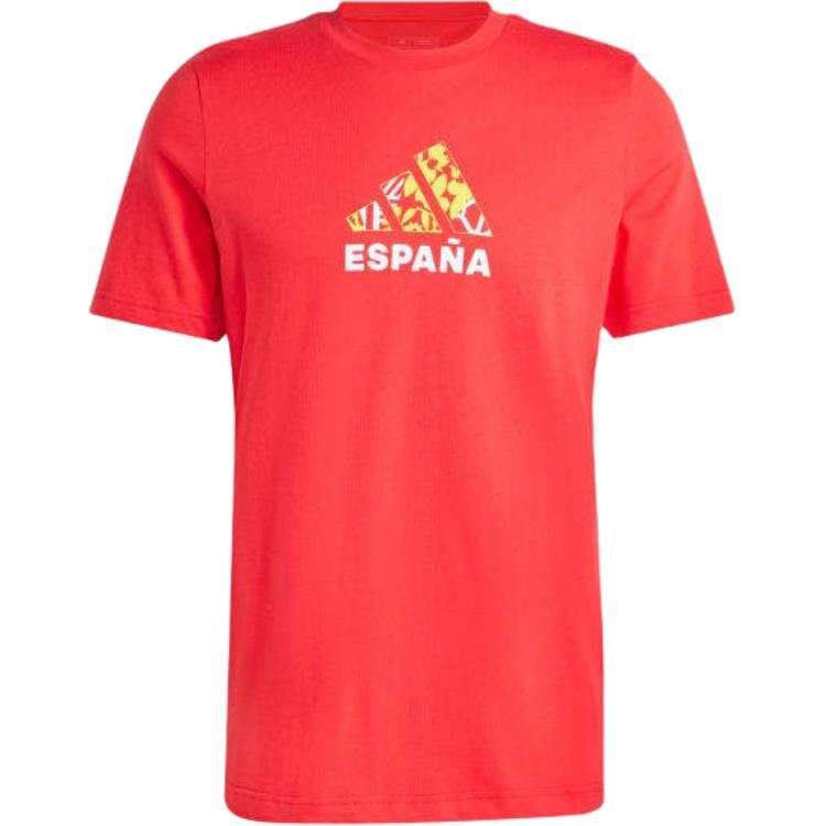 Adidas Adidas Spain T Shirts Men's Ray Red Crew Neck Moderate Straight Fit